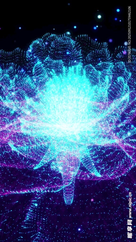 星际粒子牡丹青紫光织的梦幻盛