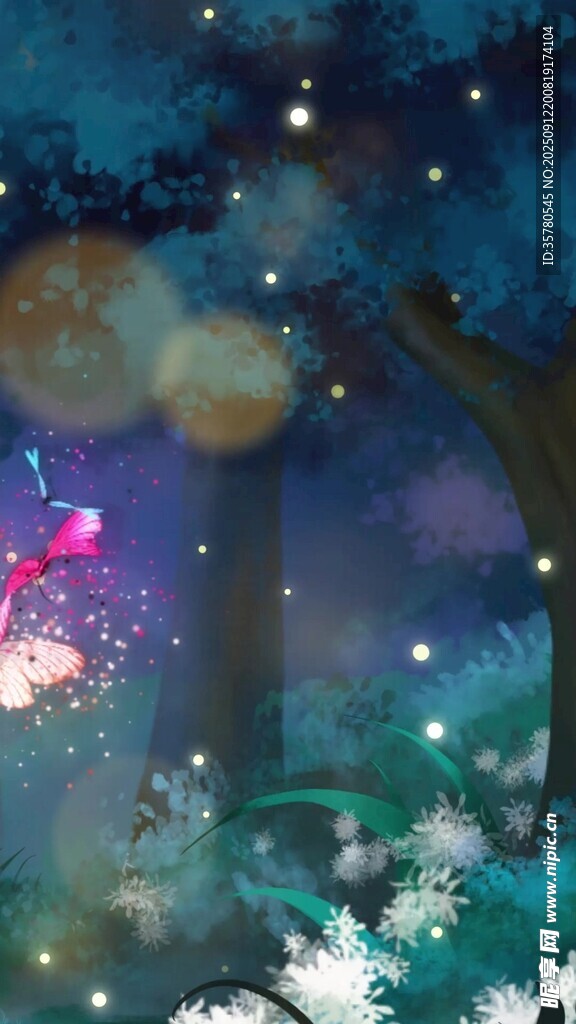 梦幻森林夜景星光闪烁