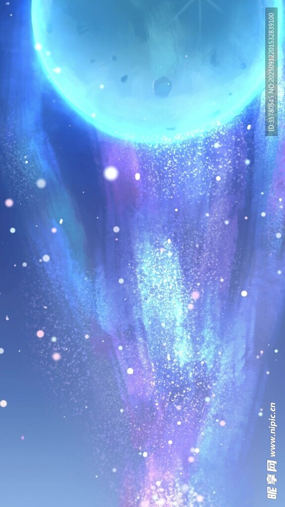 梦幻星空下的神秘蓝色星球