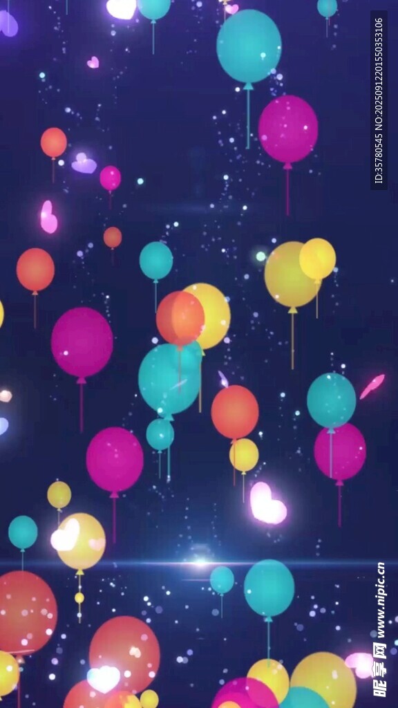 梦幻彩色气球悬浮画面