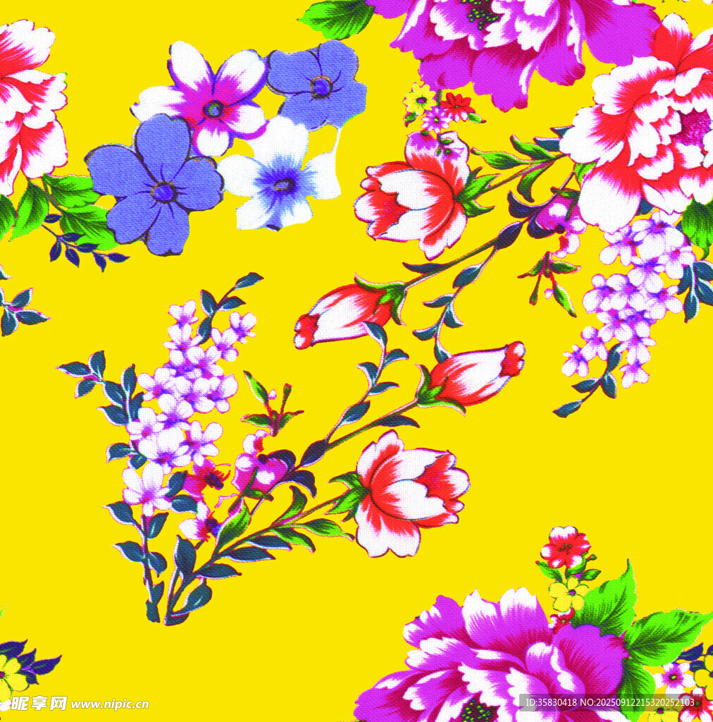黄色底花卉图案设计