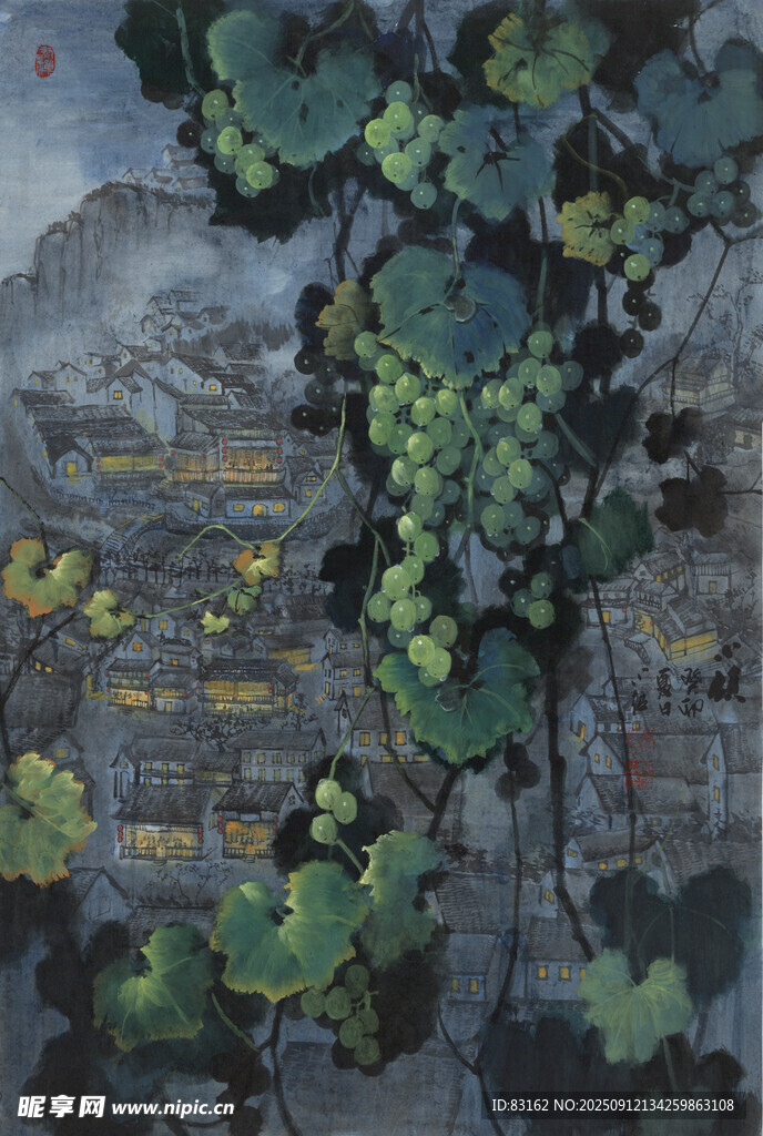 水墨葡萄图