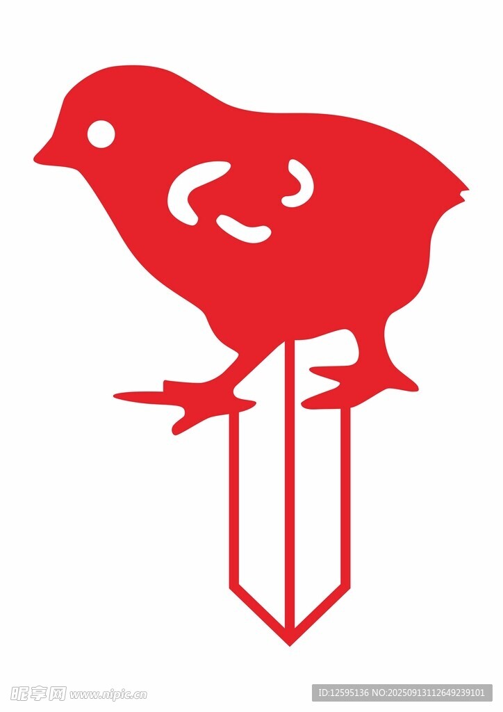 红色小鸡剪纸图案