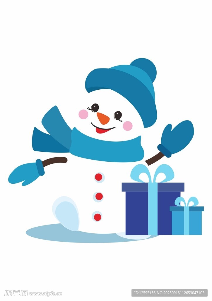 戴帽雪人伴礼品盒