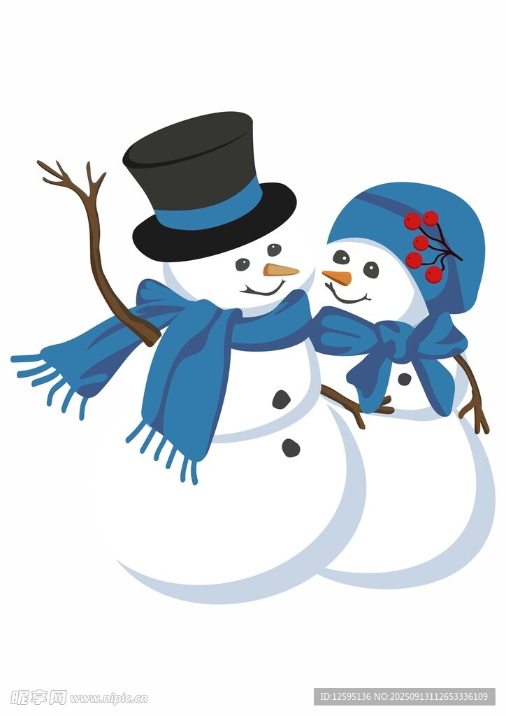 可爱雪人情侣