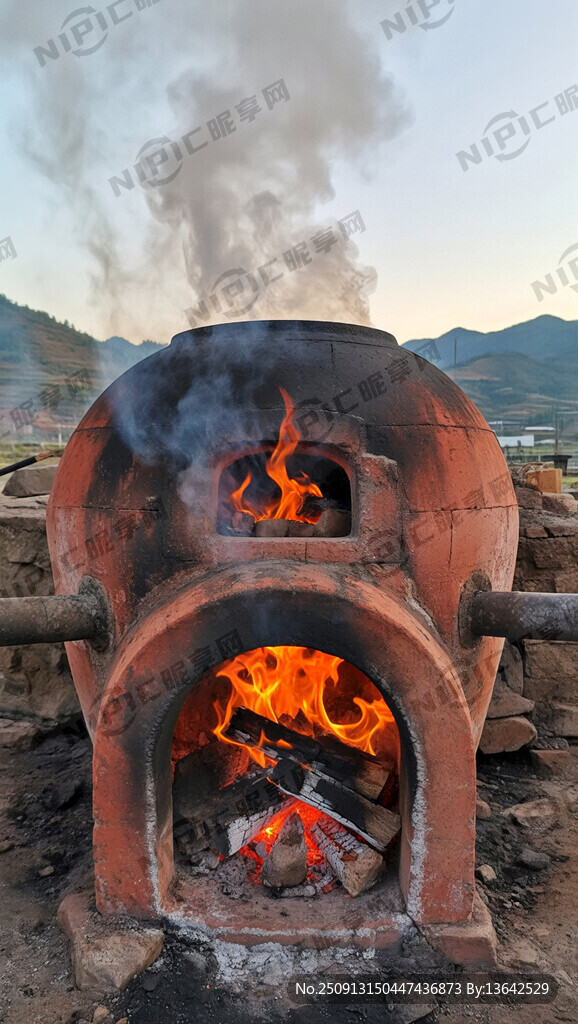 陶瓷烧制中的柴窑