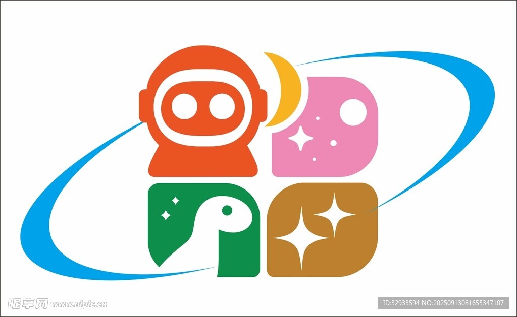 多彩卡通图标组合玩具logo