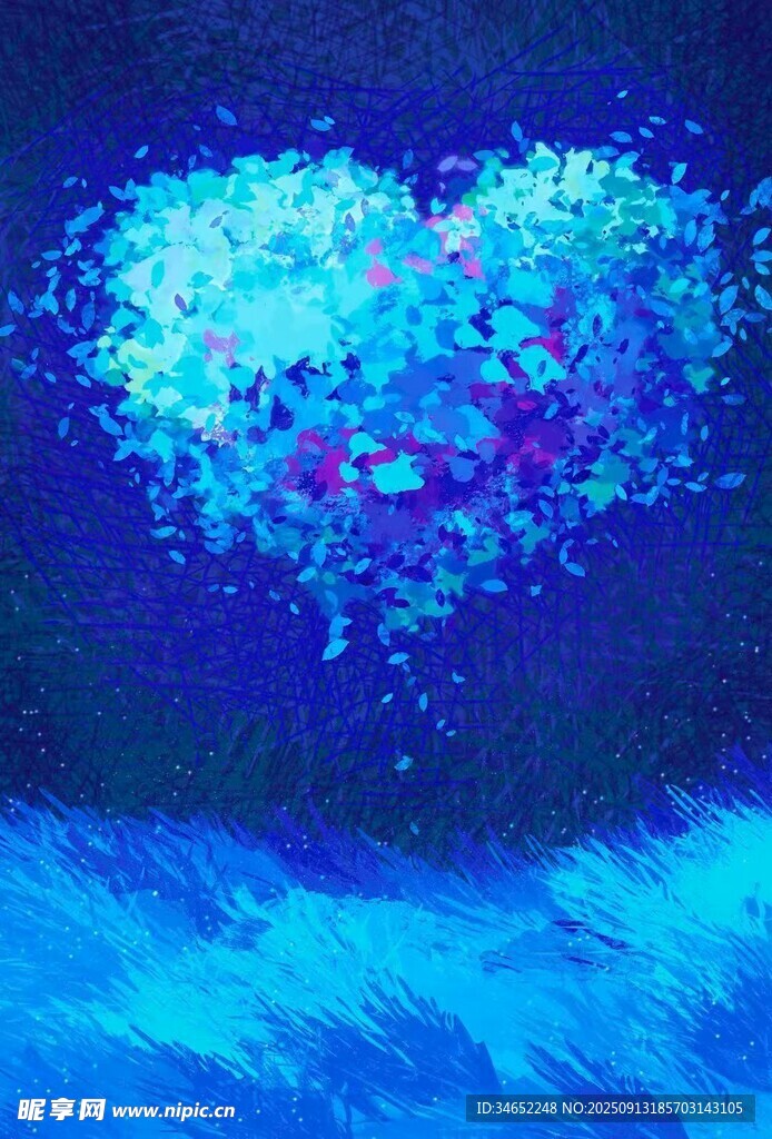 梦幻蓝色爱心壁纸