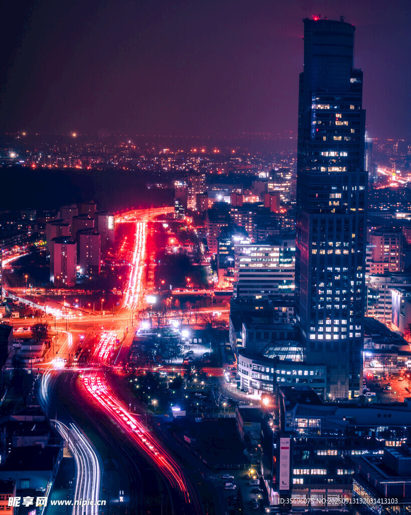 繁华都市夜景俯瞰