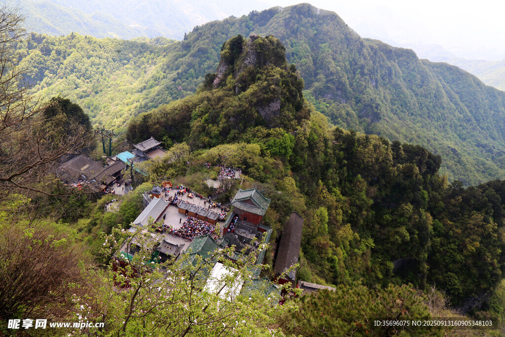 山间村落隐于葱郁山林