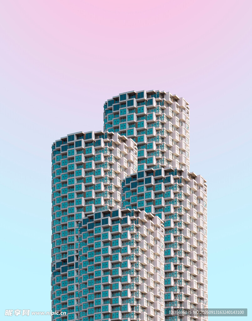 未来感几何高楼建筑景观