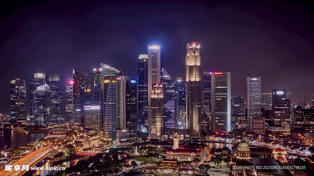 繁华都市夜景璀璨灯火