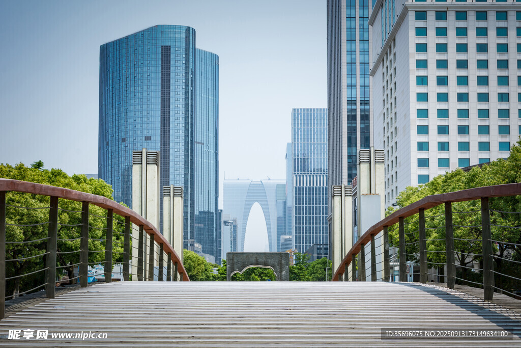 城市桥梁与现代高楼景观