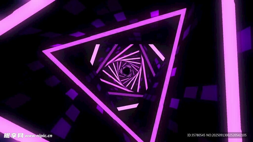 紫色三角霓虹光影图案