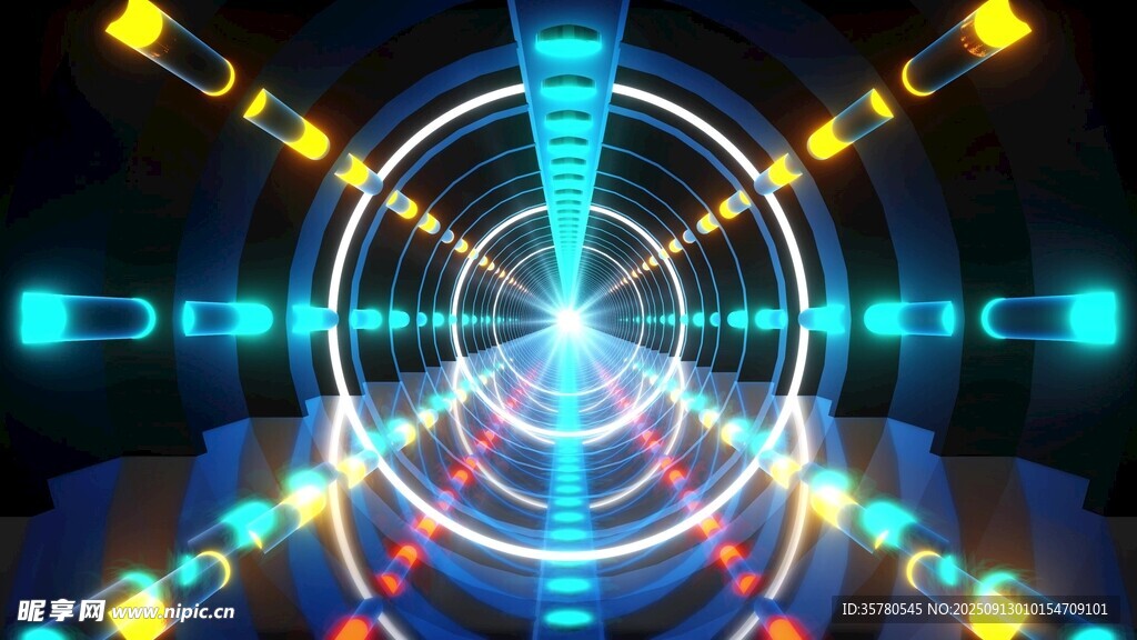 4k炫酷霓虹灯光科幻通道