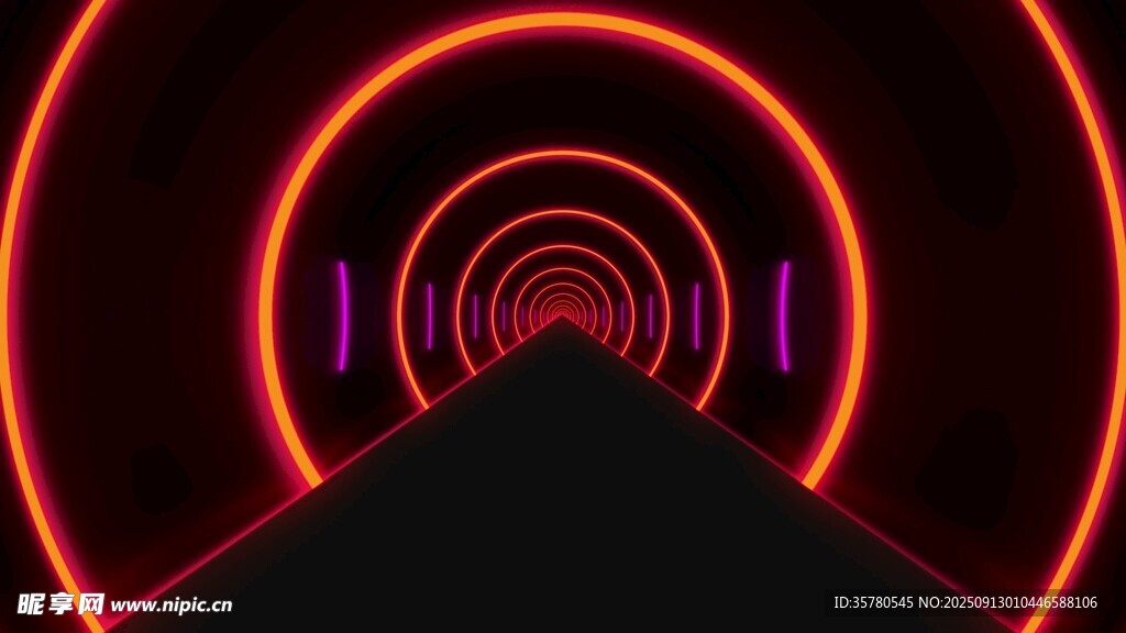 4k霓虹隧道炫彩光影世界