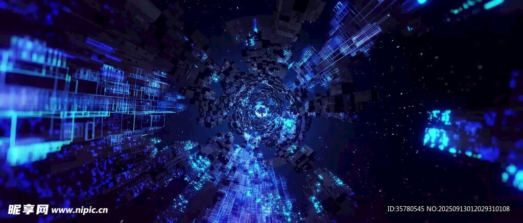 科技感蓝色粒子流动背景