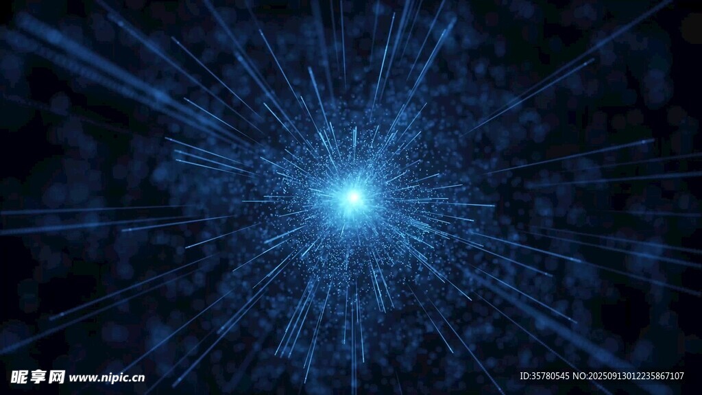 4k蓝色星芒状宇宙光影特效