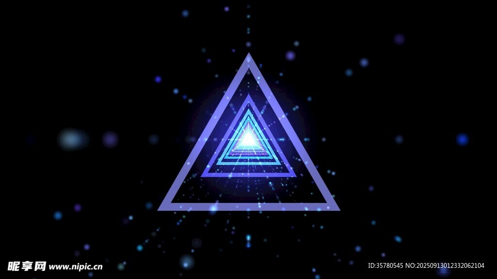 蓝色发光三角星空背景