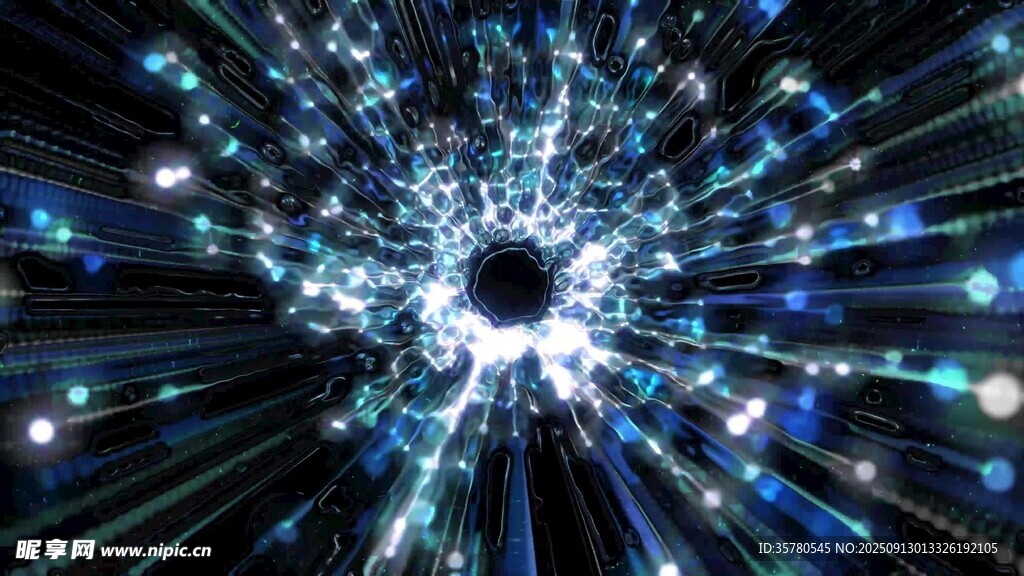 4k科技感蓝光粒子放射效果