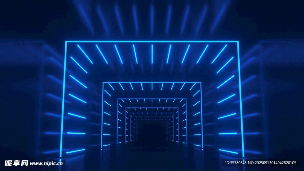 蓝色霓虹灯光隧道效果