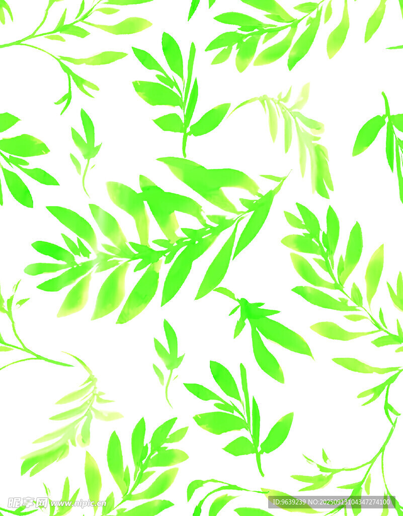 清新绿叶图案背景