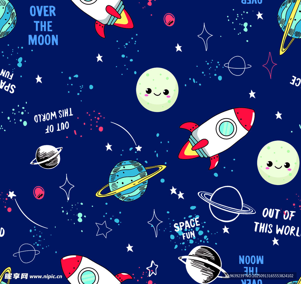 童趣宇宙主题卡通图案设计