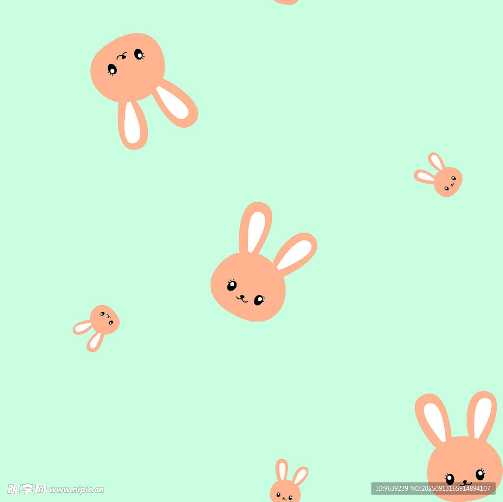可爱兔子与小花背景图