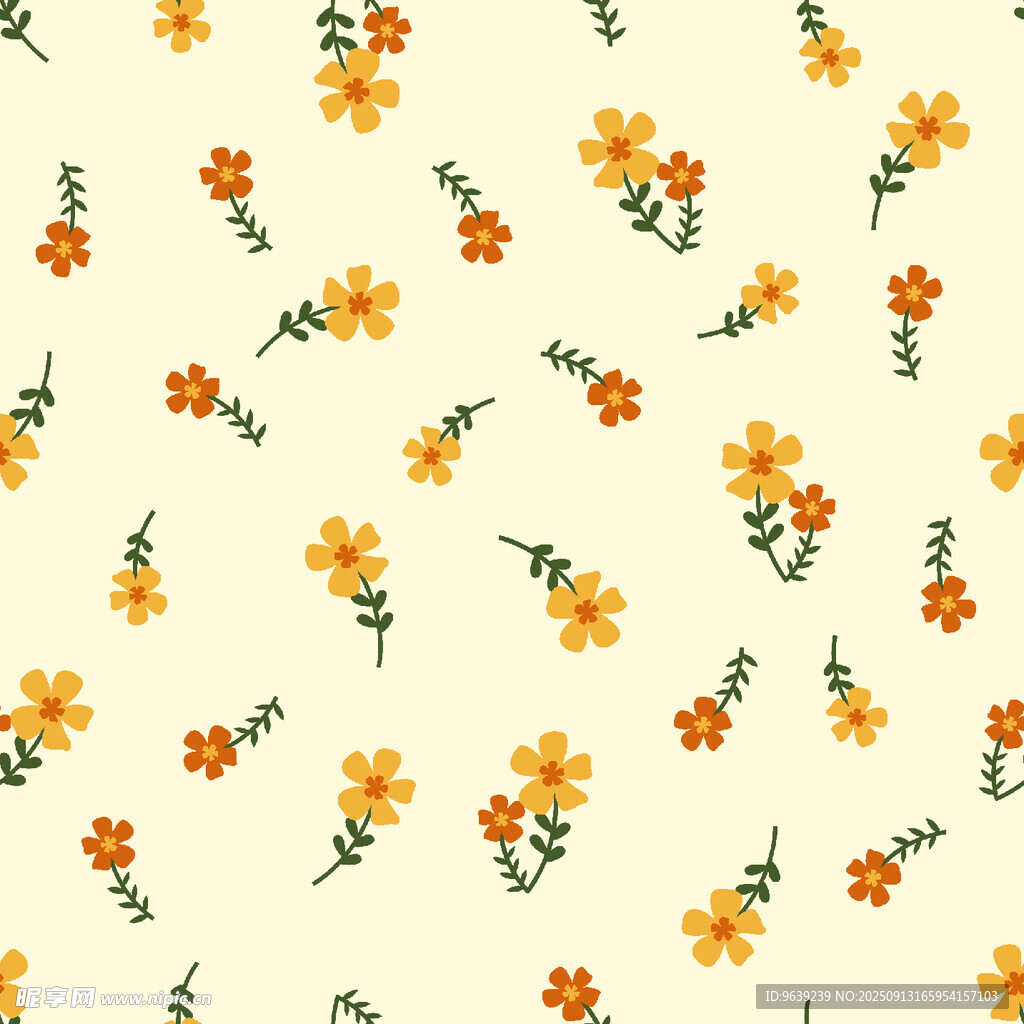 小黄花花卉无缝图案背景