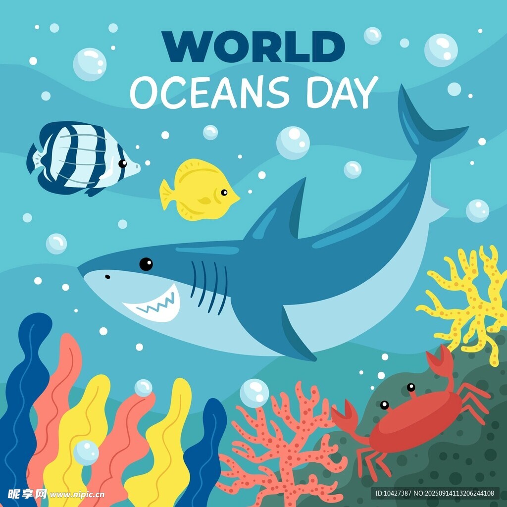 世界海洋日海洋生物插画