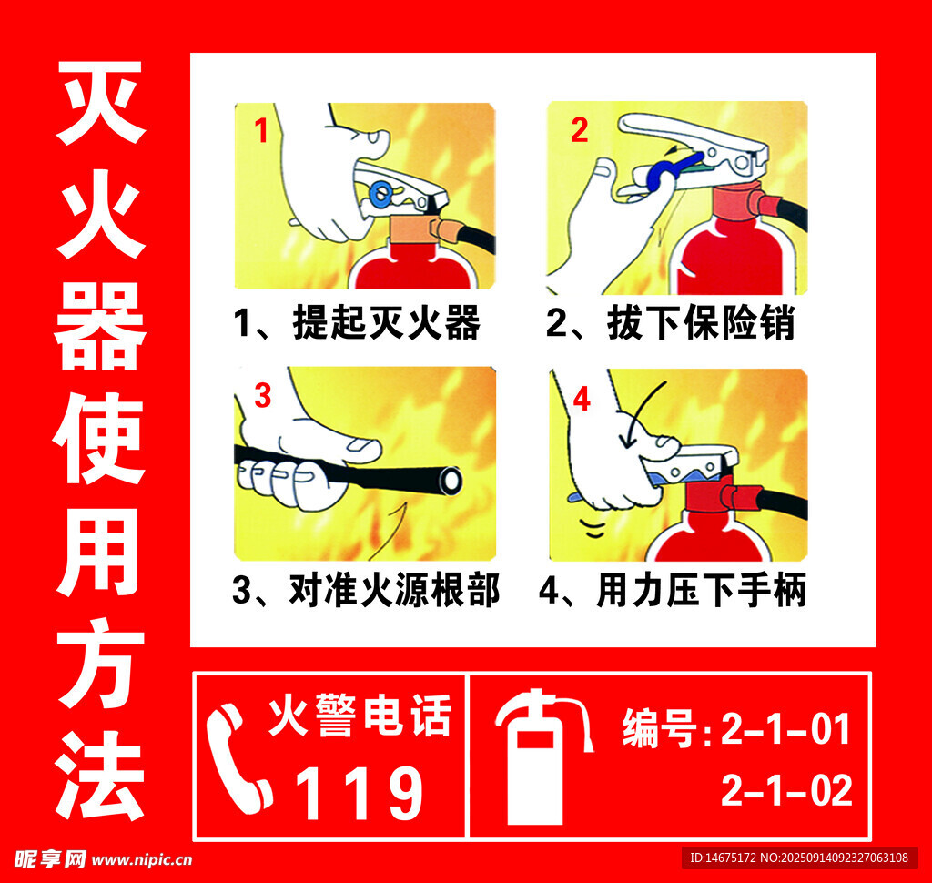 灭火器使用方法图示