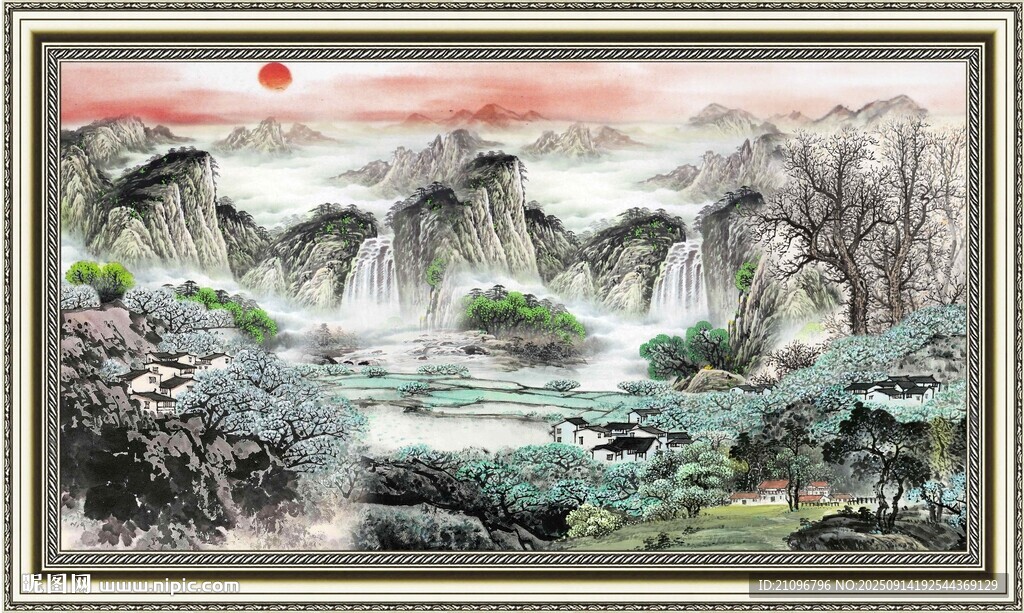 中式山水墨画意境