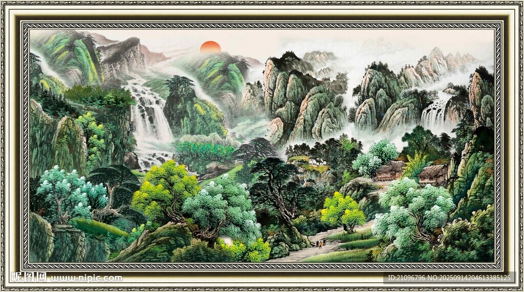 中式山水国画风景图