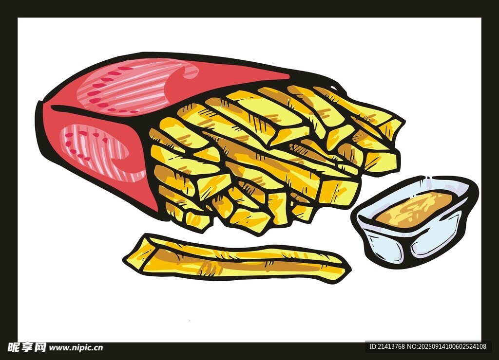 美味薯条配蘸酱