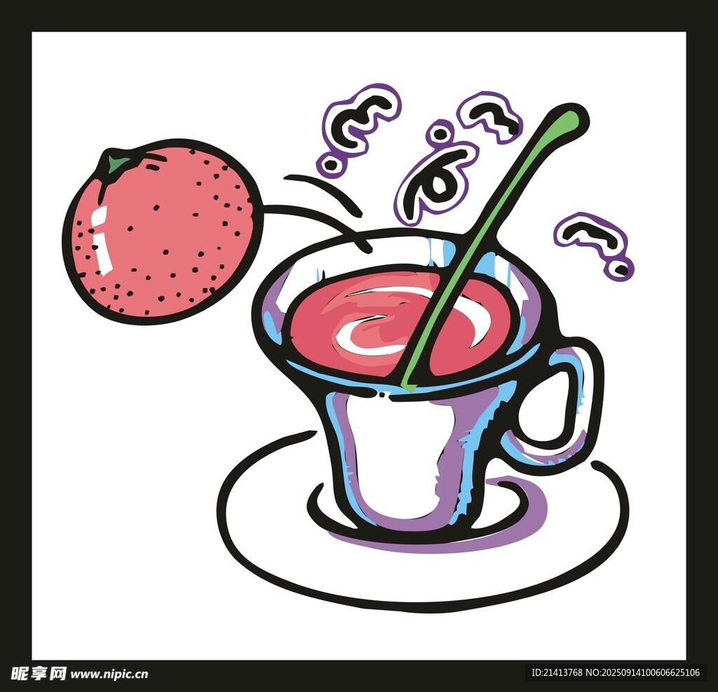 草莓果汁插画  清新美味