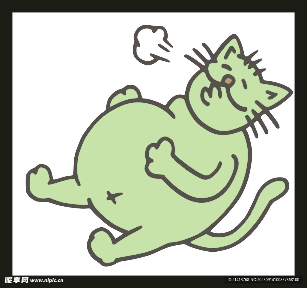 躺着的绿猫咪