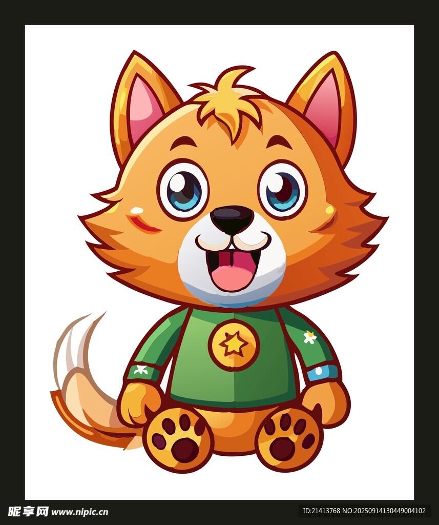 可爱卡通小猫穿绿衣