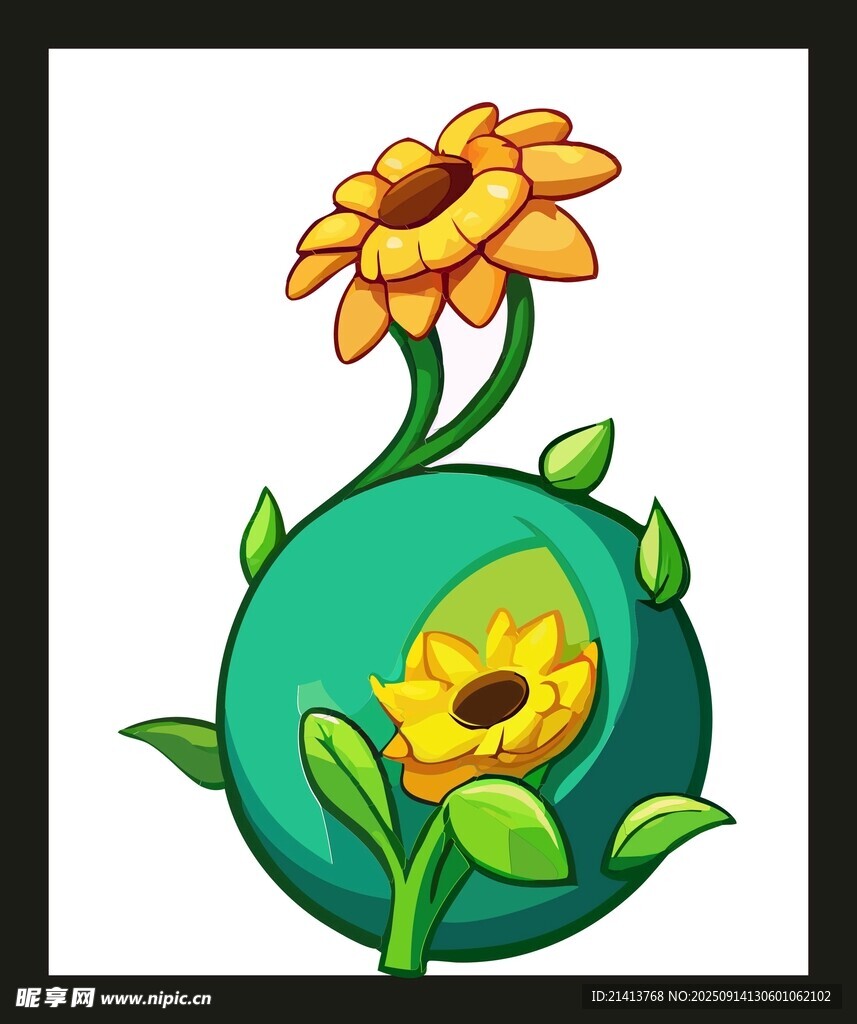卡通绿植花朵插画
