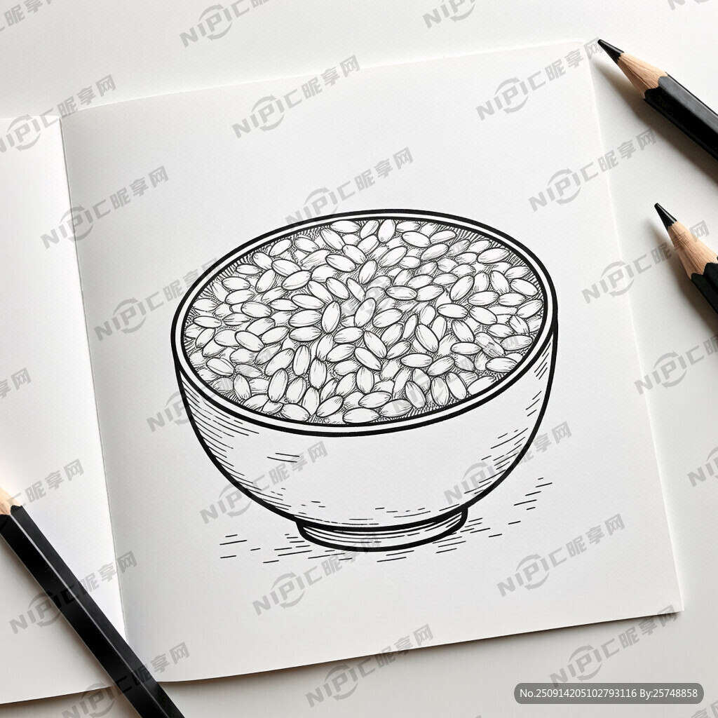 写实 糯米 黑白线稿