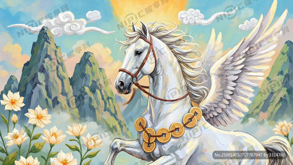 带翅膀的白马 半身马 大马头