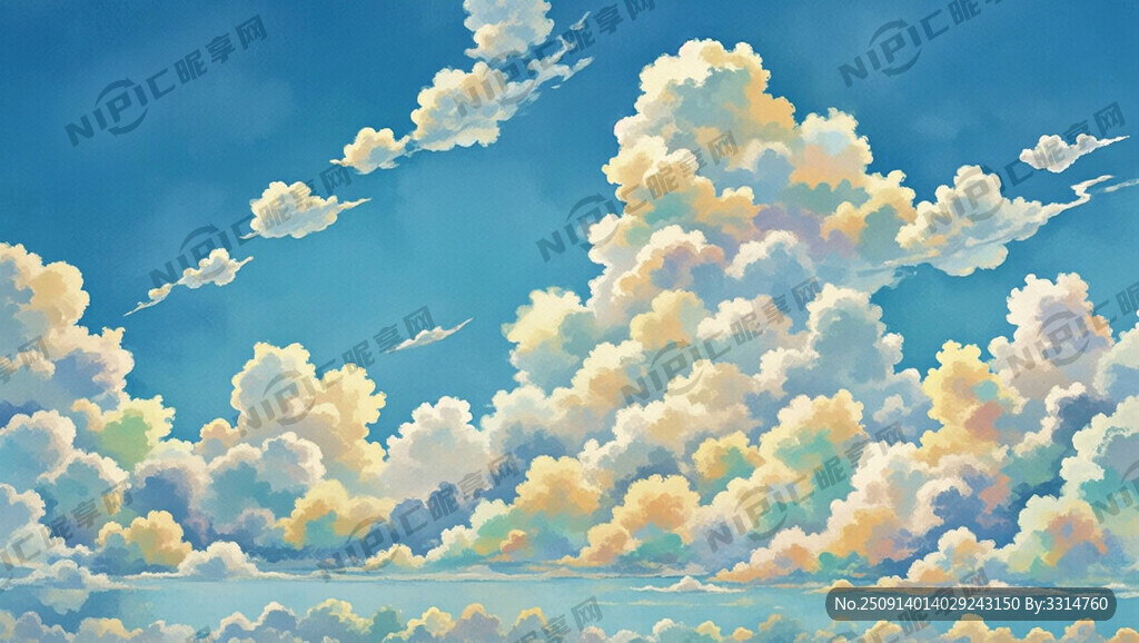 祥云 浅色调 概念插画 满屏