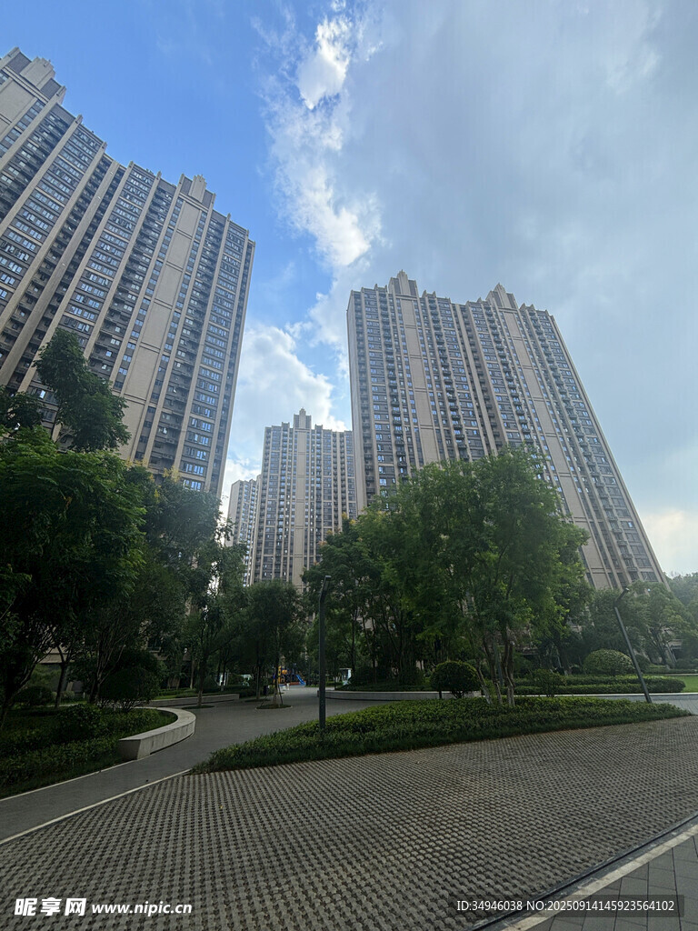 城市高楼与绿化景观