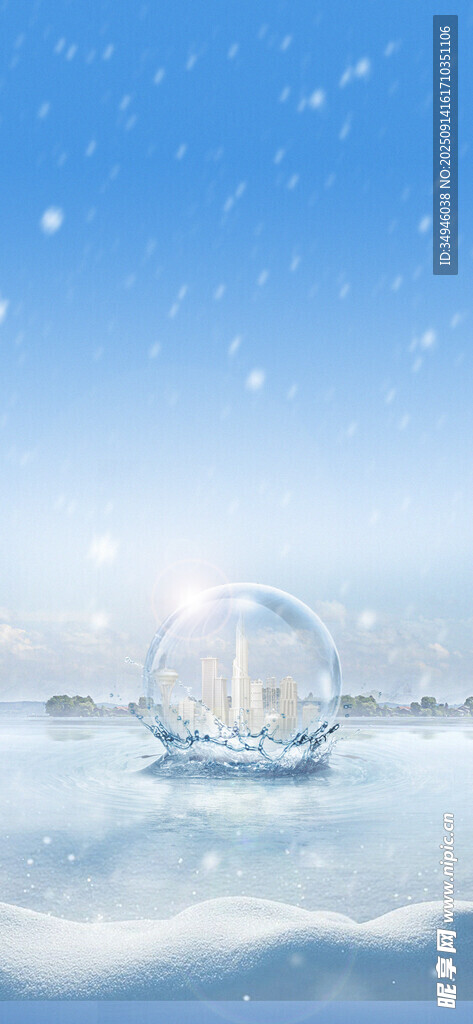 冬日冰雪中的梦幻帆船