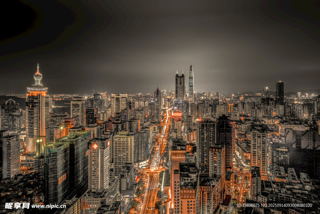 夜幕下繁华都市璀璨景象