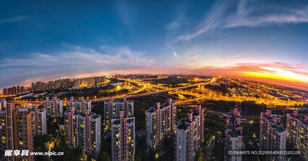 城市黄昏全景风光