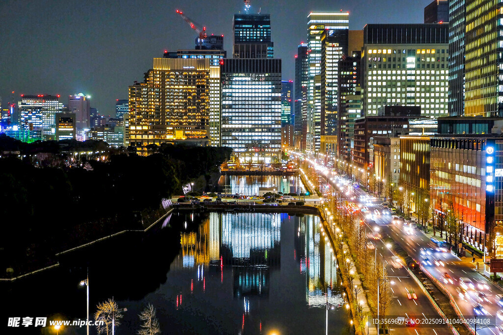 城市夜景繁华街道景象