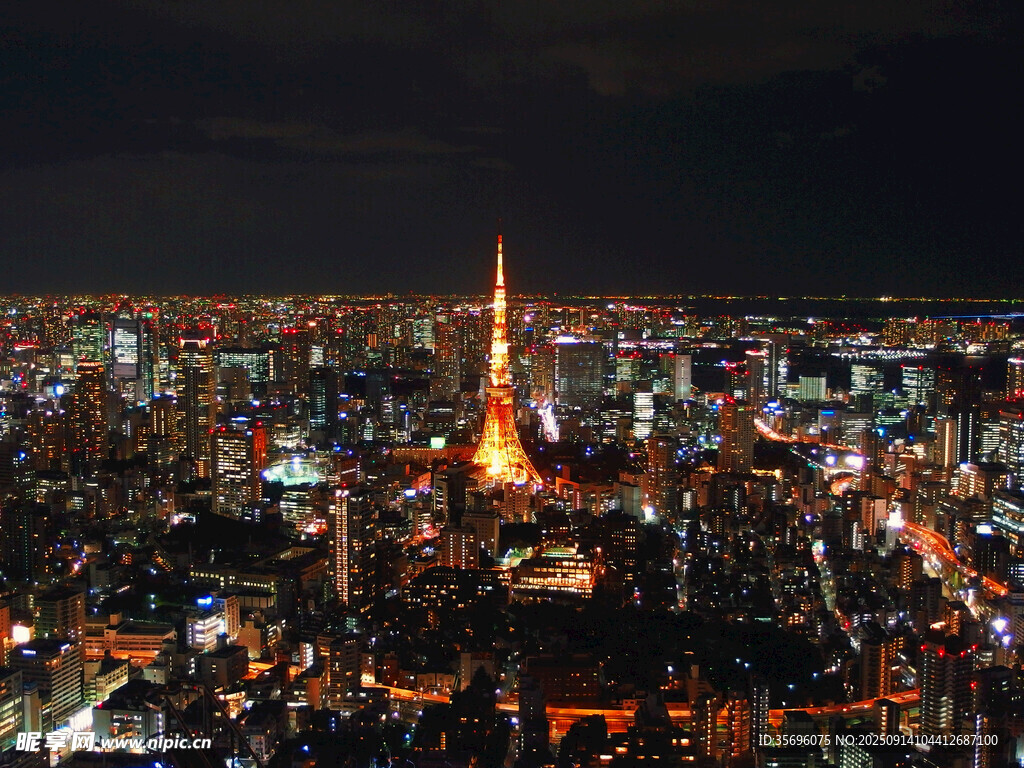 东京夜景璀璨灯火辉煌