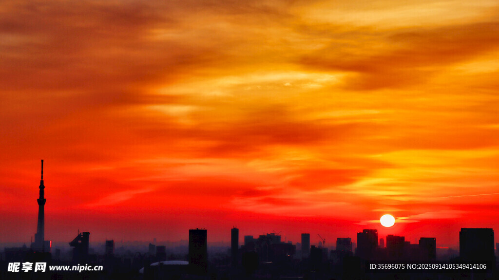 城市日落美景