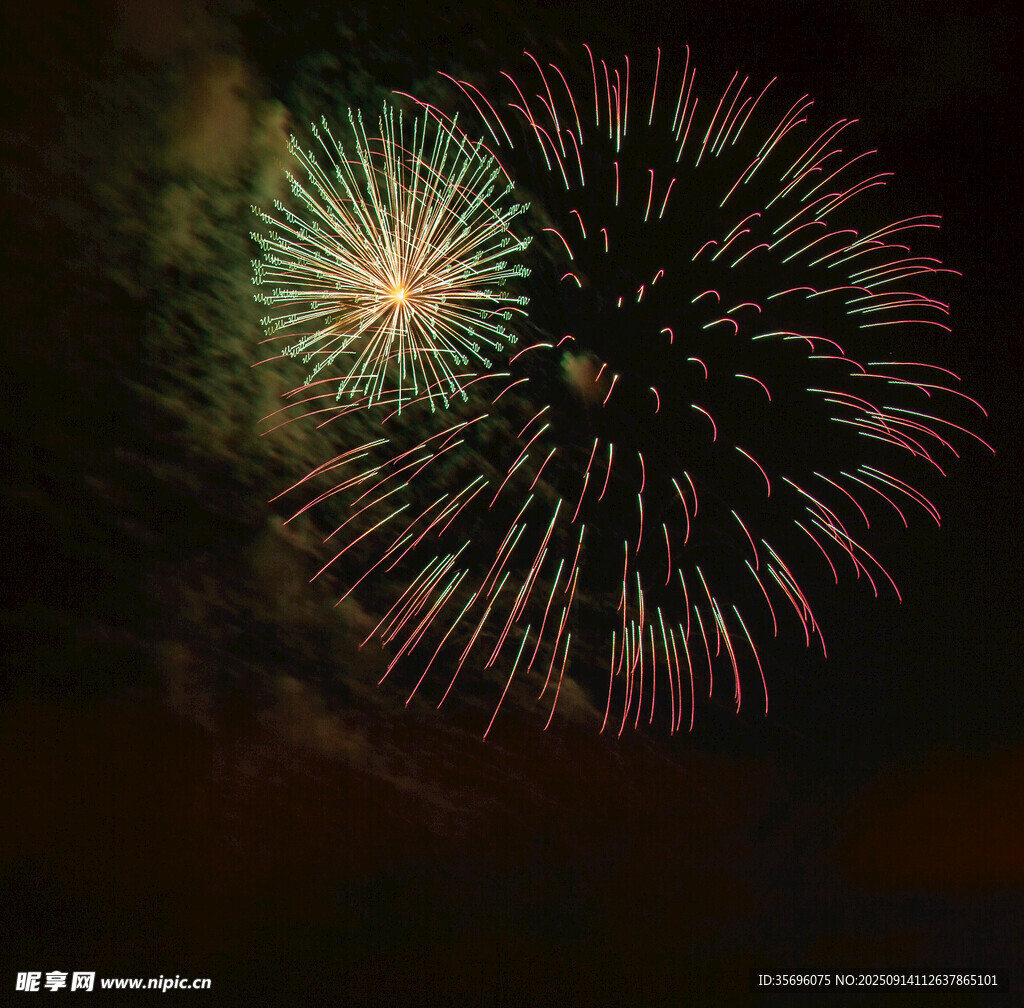 夜空中绚烂的烟花绽放