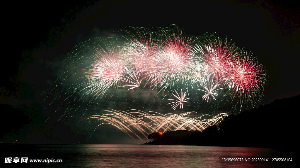 夜空中绚烂的烟花绽放